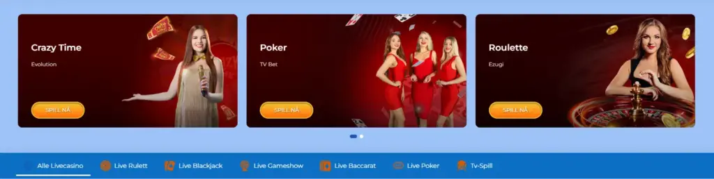 Liveside for casino hos FeliceBet.