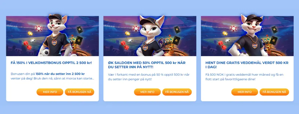FeliceBet-kampanjer for sportsspill – velkomstbonus opptil € 250, påfyllingsbonus opptil € 50 og månedlige gratisspill-tokens verdt € 50.